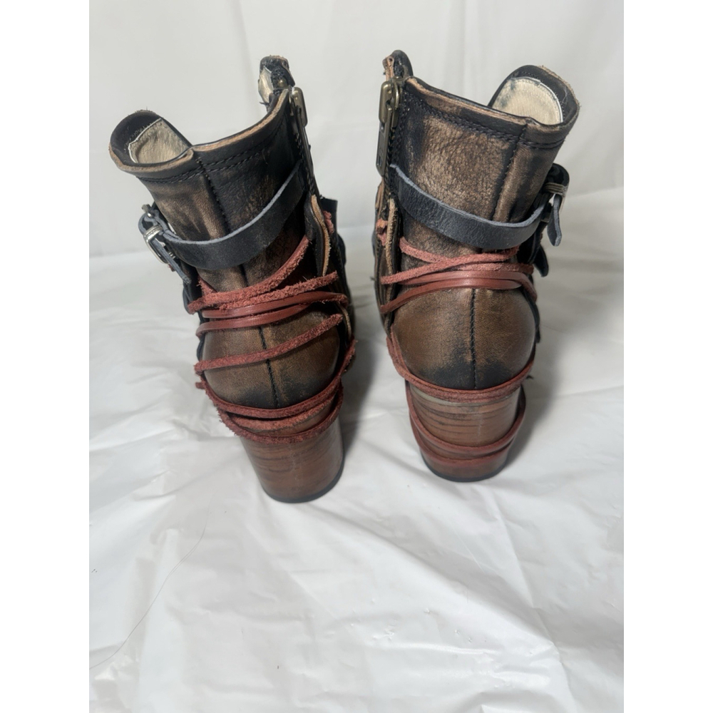 Freebird by Steven Crue boot black Leather Ankle Strap Zip Distress Size 11 - Picture 15 of 16